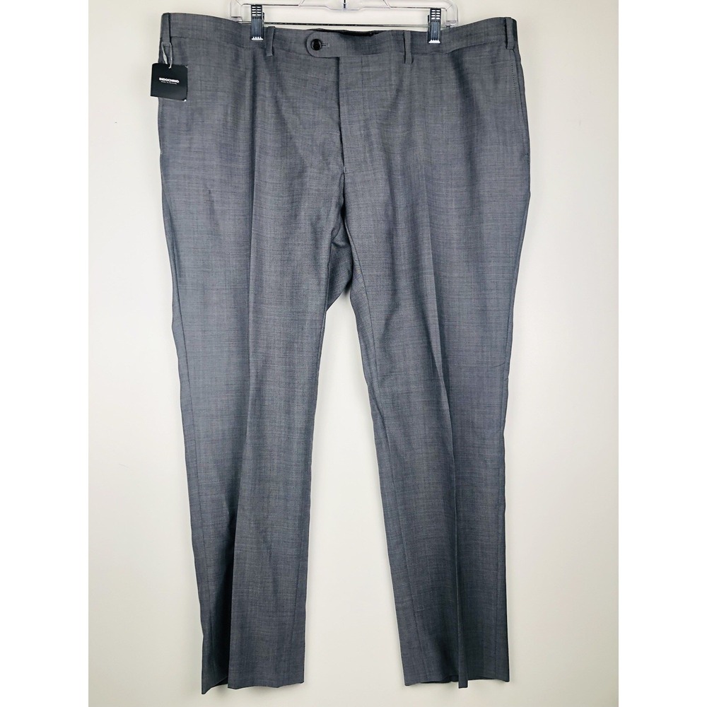 Indochino Dress Pants Mens 44 x 28 Wool Mohair Gray Flat Front Straight Leg NEW